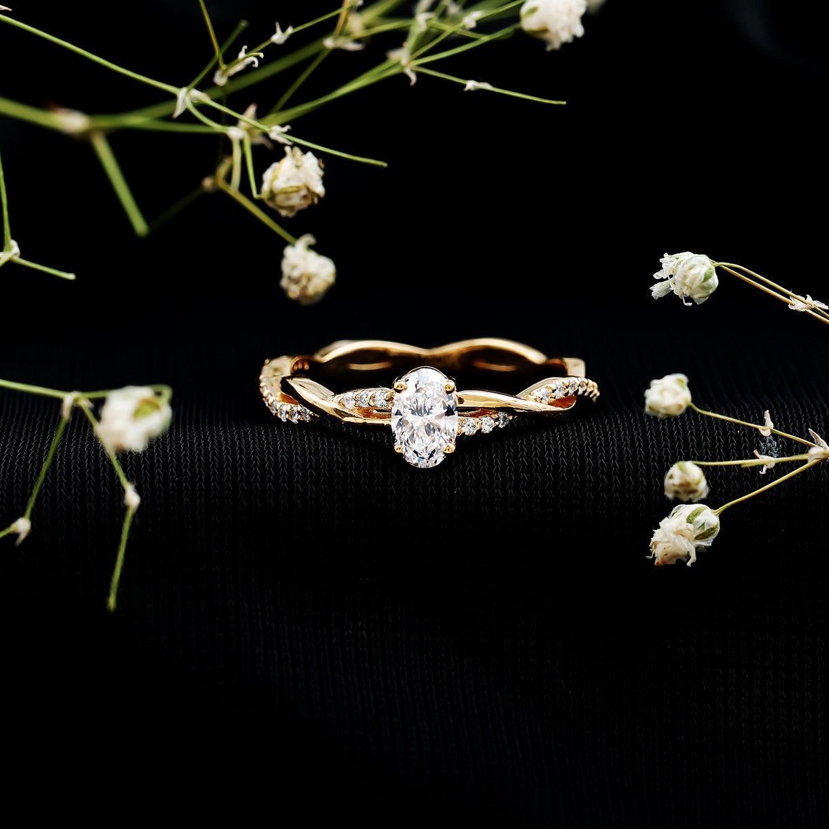 Lab Grown Diamond Promise Ring With Twisted Shank Lab - ( EF-VS ) - Rosec Jewels