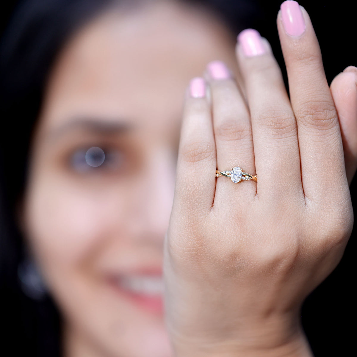 Lab Grown Diamond Promise Ring With Twisted Shank Lab - ( EF-VS ) - Rosec Jewels