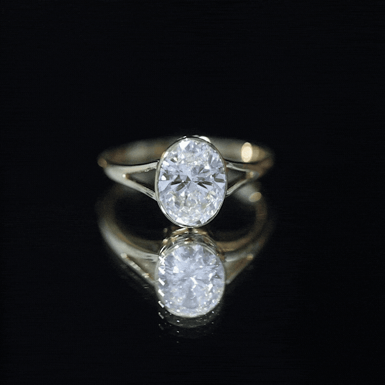 Bezel Set Oval Lab Created Diamond Solitaire Ring For Women Lab - ( EF-VS ) - Rosec Jewels