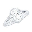 Rosec Jewels-Bezel Set Oval Lab Created Diamond Solitaire Ring For Women