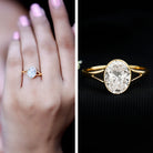 2 Carat Bezel Set Oval Lab Created Diamond Solitaire Ring with IGI Certificate Lab - ( E-VS1 ) - Rosec Jewels