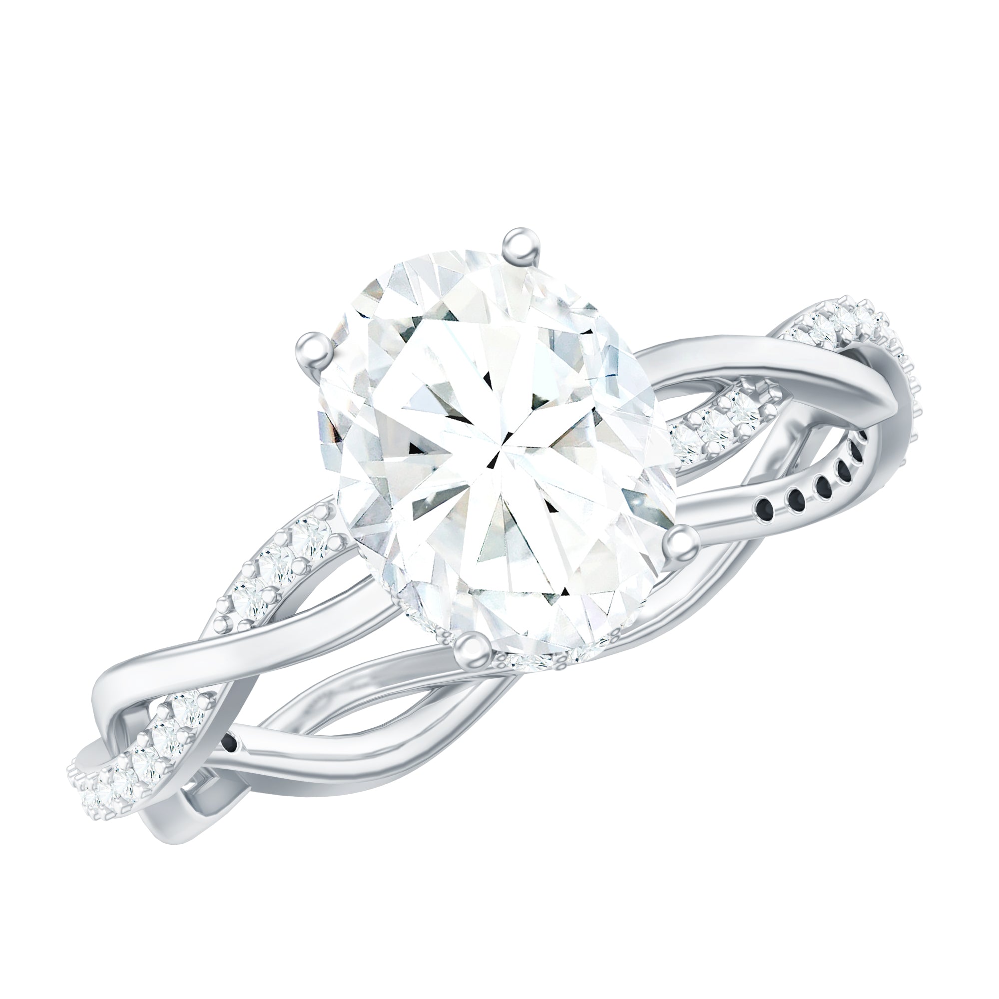 Lab Grown Diamond Oval Engagement Ring with Braided Shank – Rosec