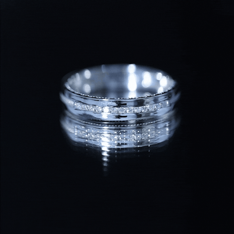 Lab Grown Diamond Twisted Rope Band with Accents Lab - ( EF-VS ) - Rosec Jewels
