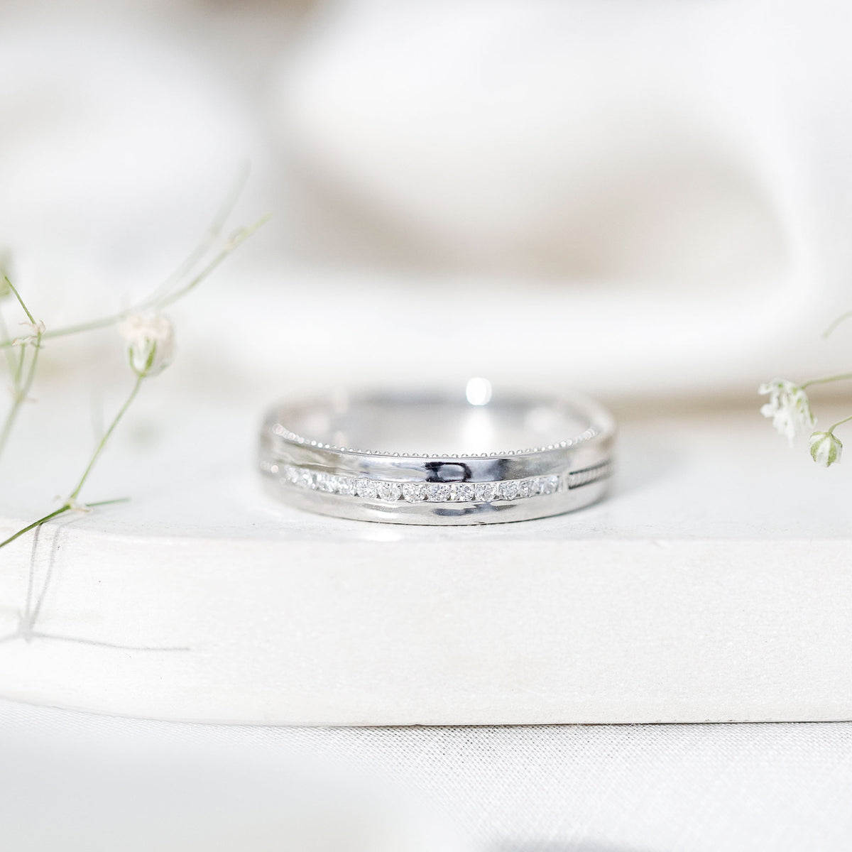 Lab Grown Diamond Twisted Rope Band with Accents Lab - ( EF-VS ) - Rosec Jewels