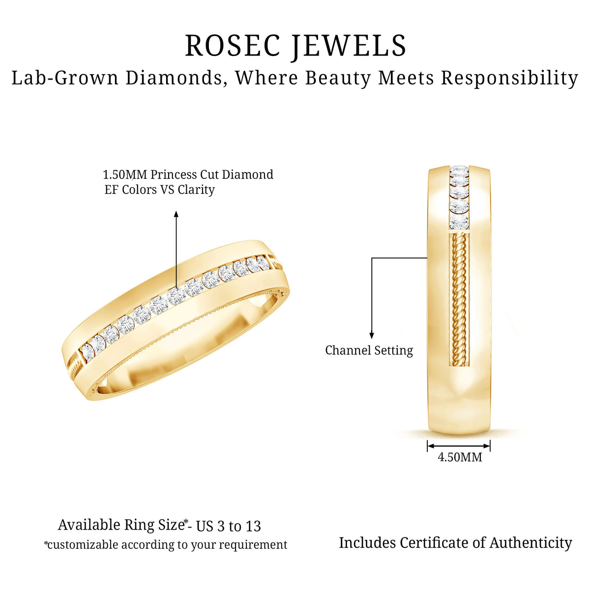 Lab Grown Diamond Twisted Rope Band with Accents Lab - ( EF-VS ) - Rosec Jewels