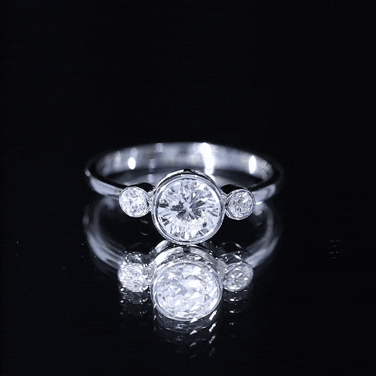 Lab Created Diamond Bezel Set Engagement Ring for Her Lab - ( EF-VS ) - Rosec Jewels