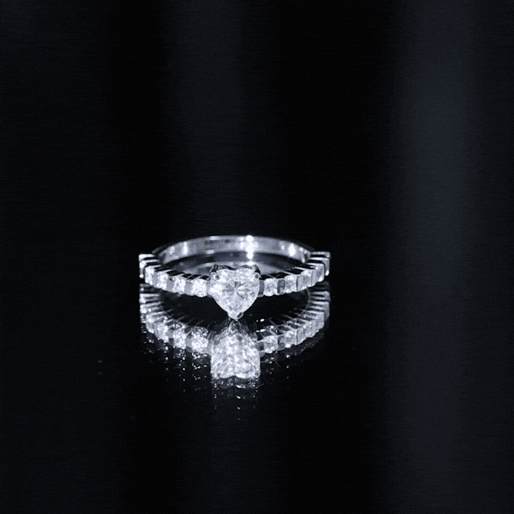 Rosec Jewels-Lab Grown Diamond Heart Promise Ring With Side Stones
