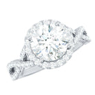 Rosec Jewels-Criss Cross Lab Grown Diamond Halo Engagement Ring For Women