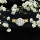 Rosec Jewels-Criss Cross Lab Grown Diamond Halo Engagement Ring For Women