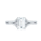 Emerald Cut Lab Diamond Engagement Ring With Split Shank Ring Lab - ( EF-VS ) - Rosec Jewels