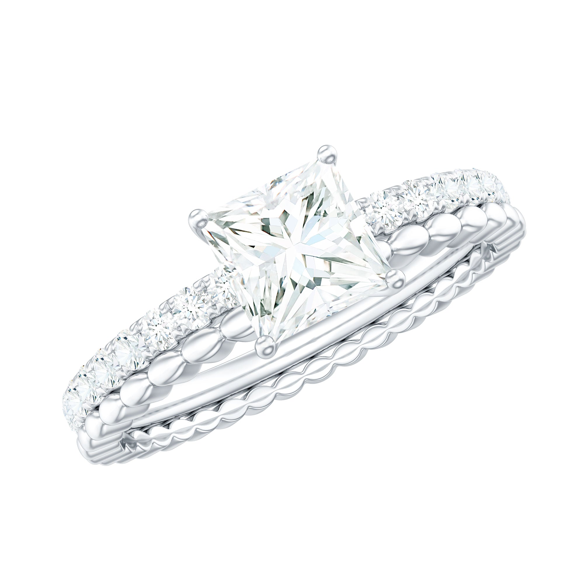 Rosec Jewels-Princess Cut Lab Grown Diamond Promise Ring With Certificate