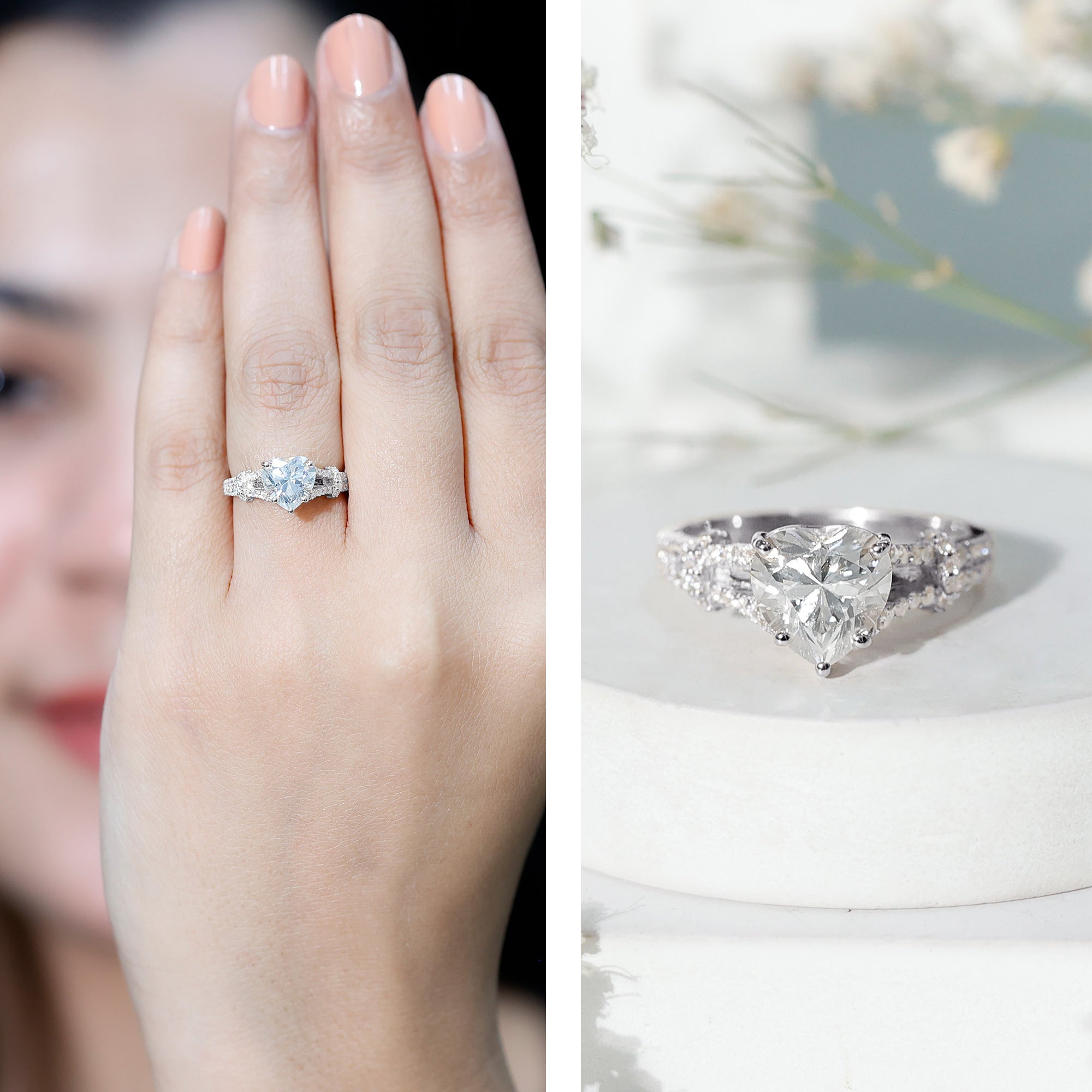8 mm Lab Grown Diamond Heart Shape Engagement Ring Lab - ( EF-VS ) - Rosec Jewels