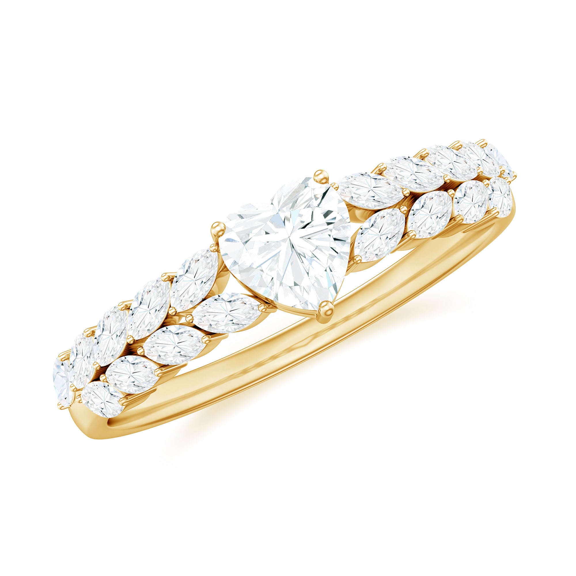 Rosec Jewels-Brilliant Cut Lab Diamond Heart Shaped Promise Ring for Women