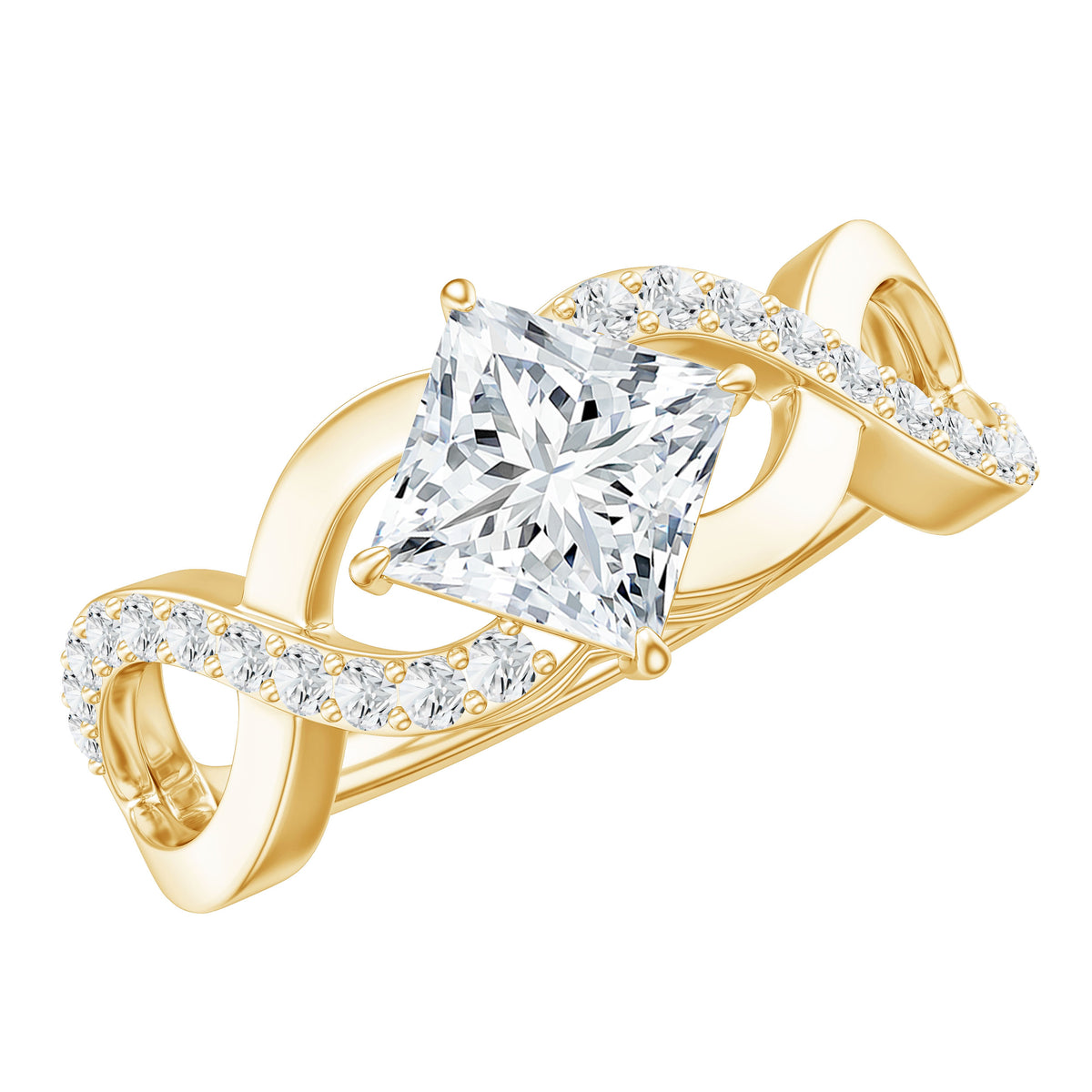 Rosec Jewels Lab Diamond Crossover Ring with Side Stones