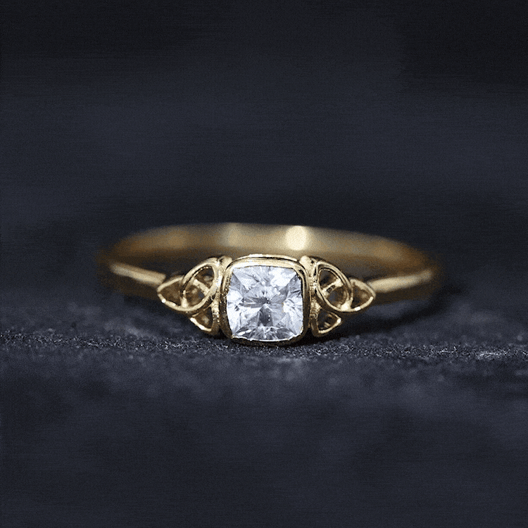 Certified Cushion Cut Diamond Knot Promise Ring Lab - ( EF-VS ) - Rosec Jewels