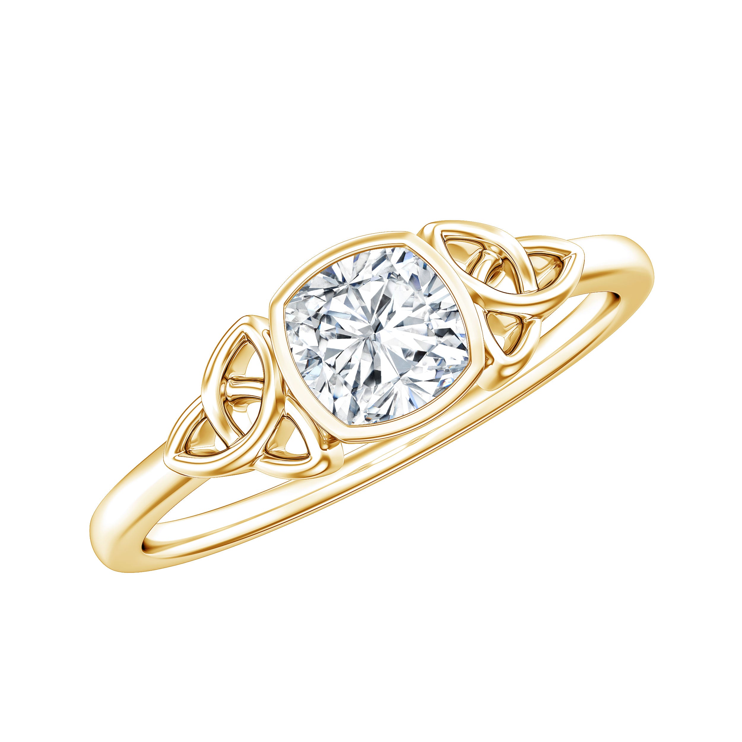 Certified Cushion Cut Diamond Knot Promise Ring Lab - ( EF-VS ) - Rosec Jewels