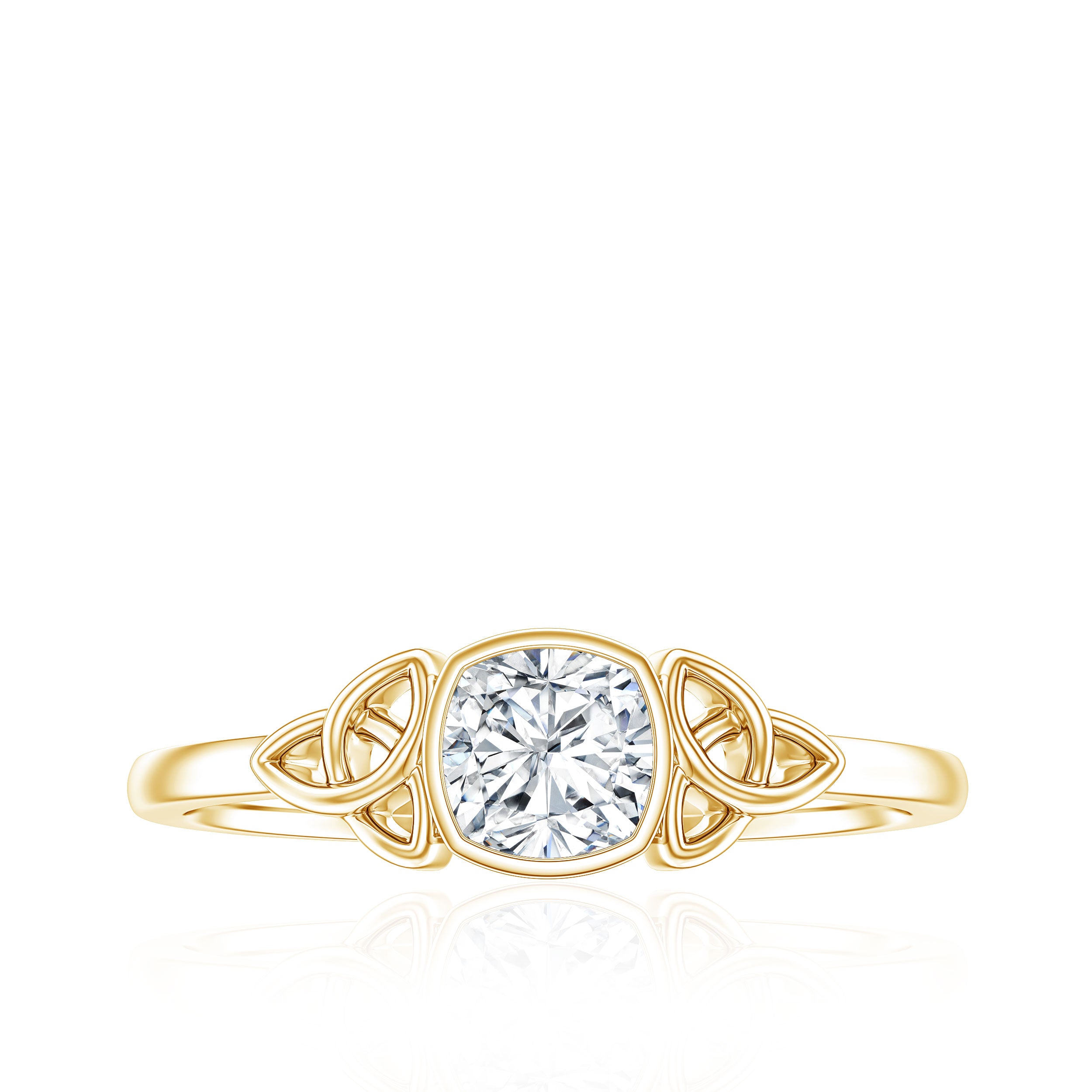 Certified Cushion Cut Diamond Knot Promise Ring Lab - ( EF-VS ) - Rosec Jewels