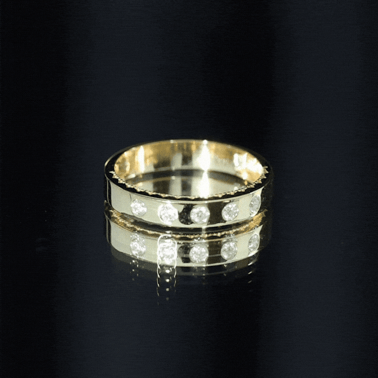 Lab Grown Diamond Wedding Ring for Men With Gypsy Setting Lab - ( EF-VS ) - Rosec Jewels
