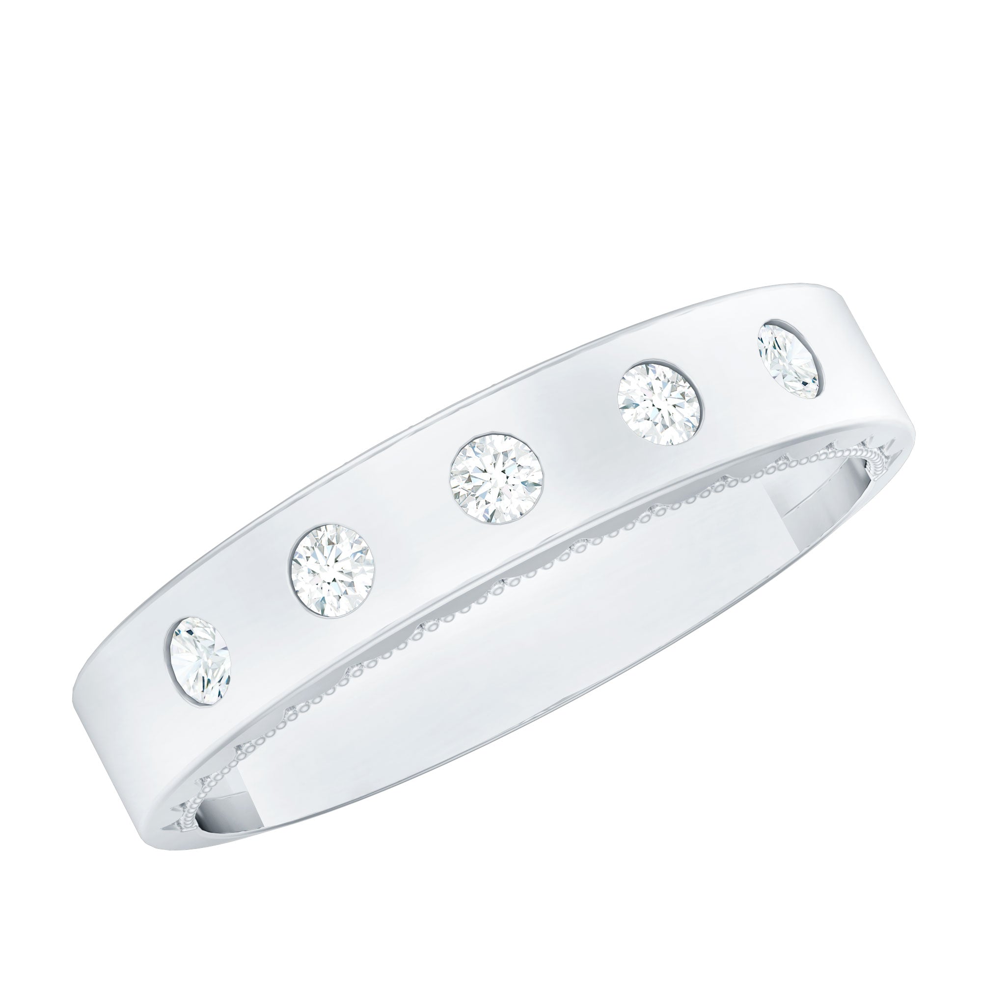 Rosec Jewels-Lab Grown Diamond Wedding Ring for Men With Gypsy Setting