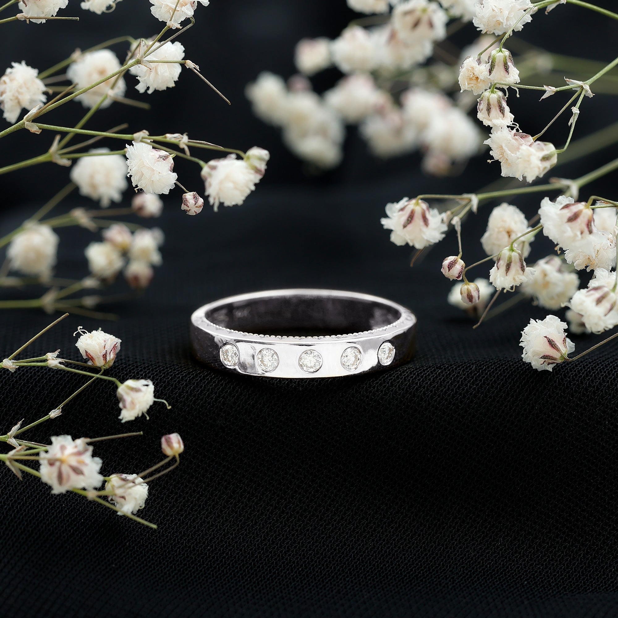 Lab Grown Diamond Wedding Ring for Men With Gypsy Setting Lab - ( EF-VS ) - Rosec Jewels