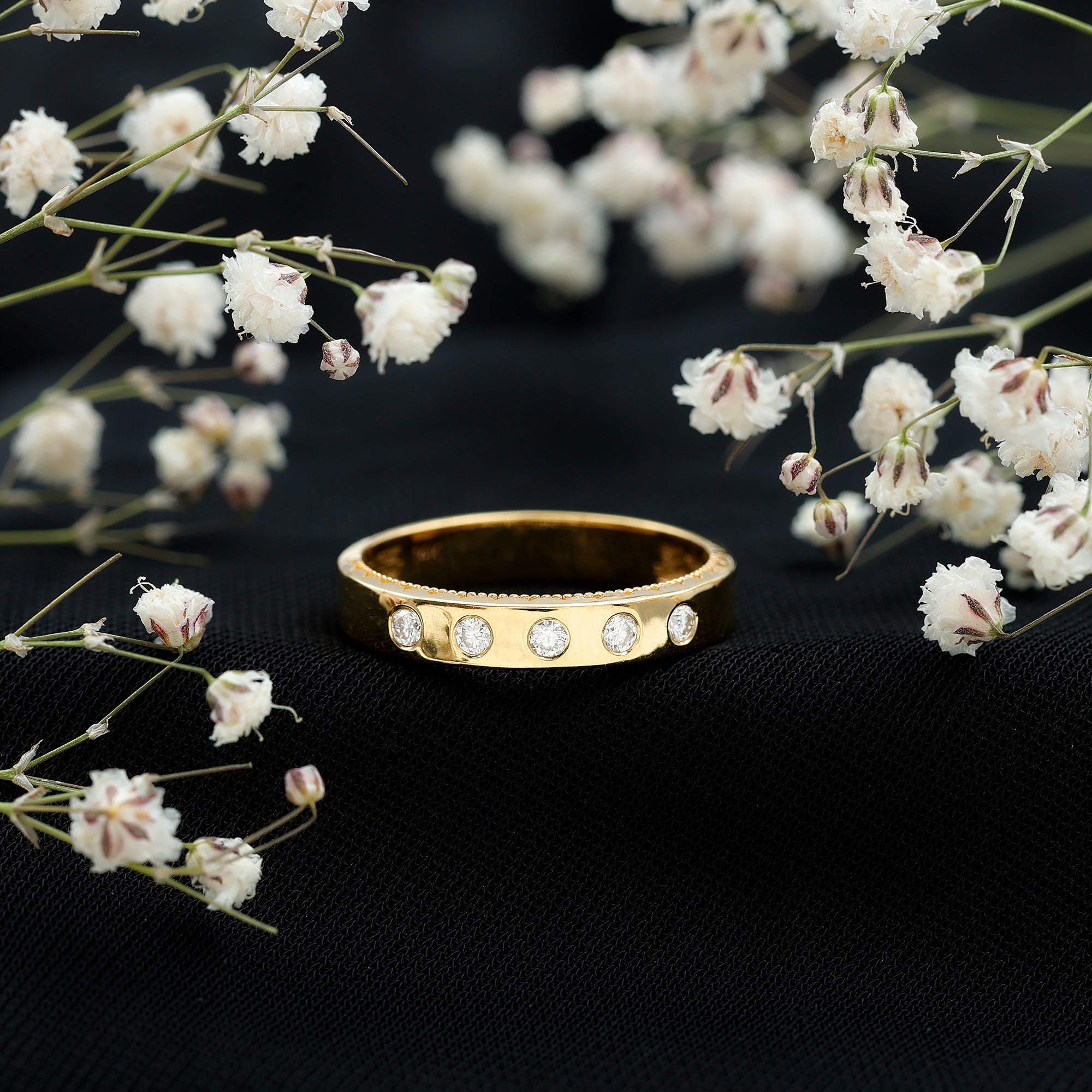 Lab Grown Diamond Wedding Ring for Men With Gypsy Setting Lab - ( EF-VS ) - Rosec Jewels