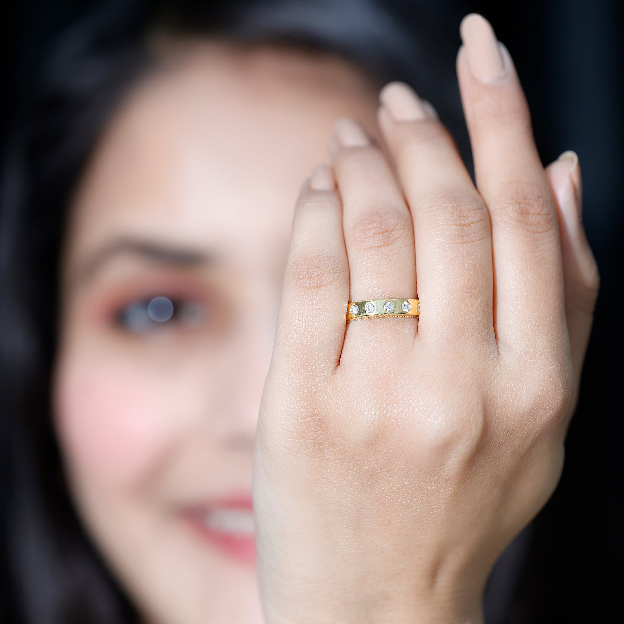 Rosec Jewels-Lab Grown Diamond Wedding Ring for Men With Gypsy Setting