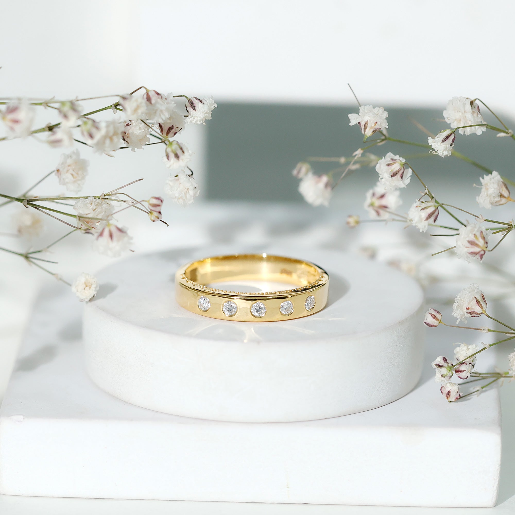 Lab Grown Diamond Wedding Ring for Men With Gypsy Setting Lab - ( EF-VS ) - Rosec Jewels