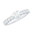 Rosec Jewels-Round Brilliant Cut Lab Diamond Promise Ring with Side Stones
