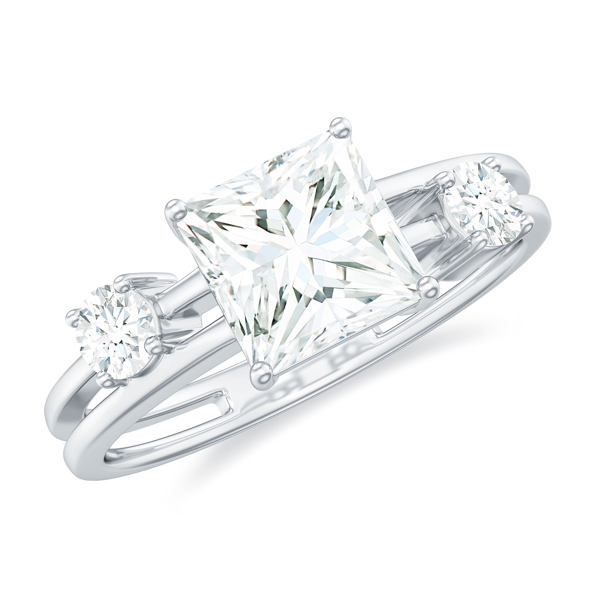 Rosec Jewels-Princess Cut Lab Grown Diamond Double Band Ring