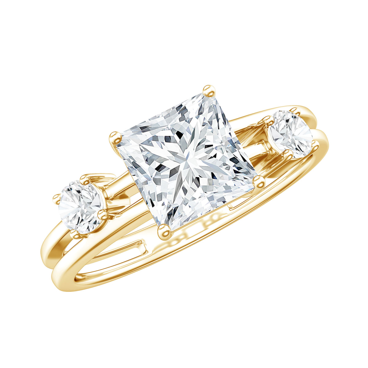 Rosec Jewels Princess Cut Lab Grown Diamond Double Band Ring