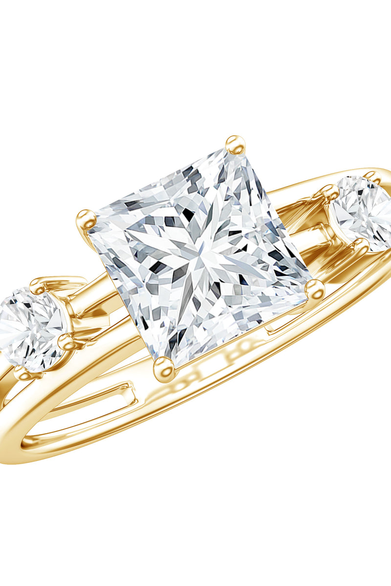 Rosec Jewels Princess Cut Lab Grown Diamond Double Band Ring