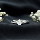 Pear Cut Diamond Classic Engagement Ring Lab - ( EF-VS ) - Rosec Jewels