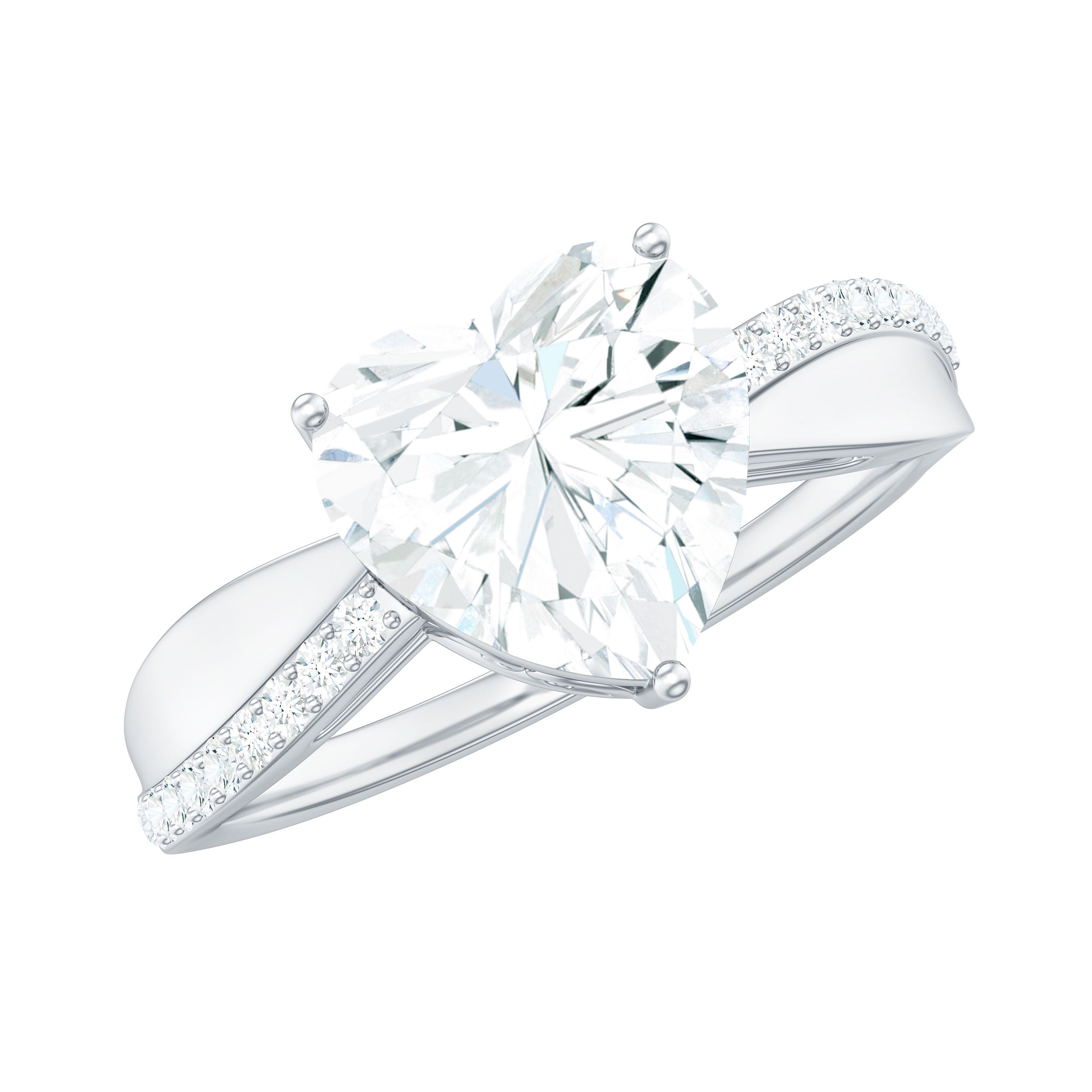 Rosec Jewels-Lab Grown Diamond Heart Engagement Ring With Bypass Details