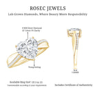 Lab Grown Diamond Heart Engagement Ring With Bypass Details Lab - ( EF-VS ) - Rosec Jewels