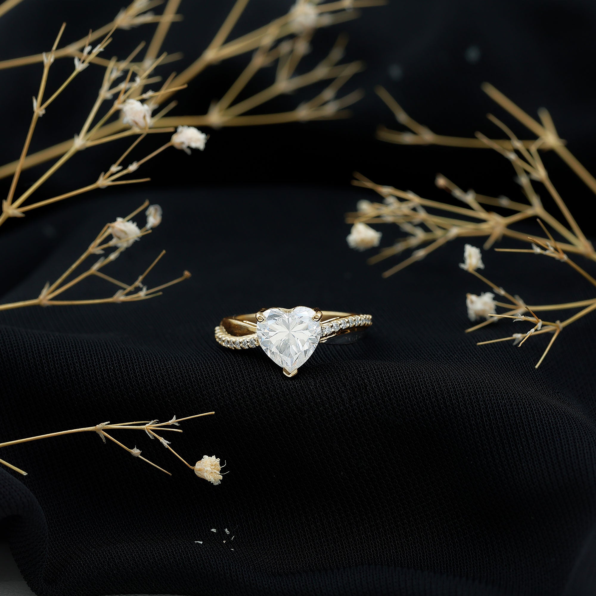 Rosec Jewels-Lab Grown Diamond Heart Engagement Ring With Bypass Details