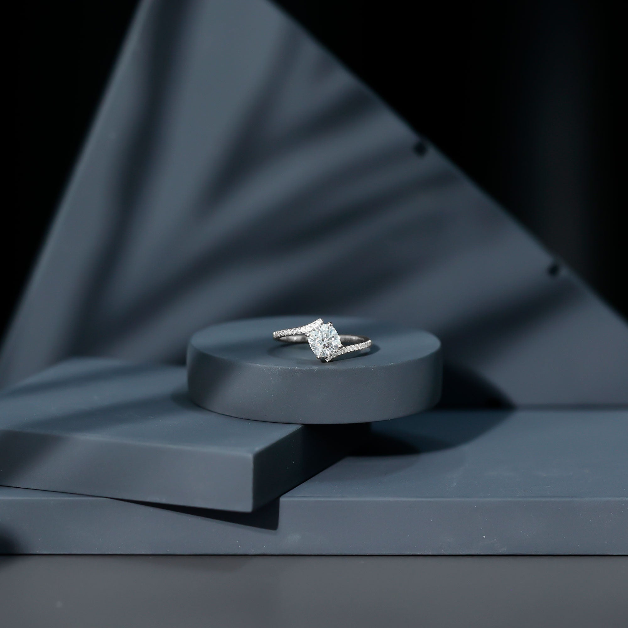 Rosec Jewels-Lab Diamond Engagement Bypass Cushion Engagement Ring