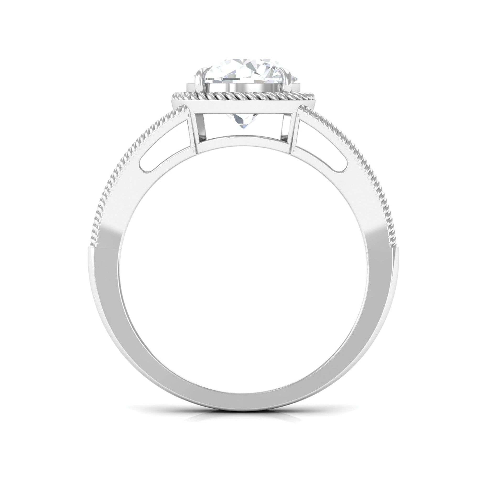 Man Made Diamond Engagement Ring With Split Shank Lab - ( EF-VS ) - Rosec Jewels