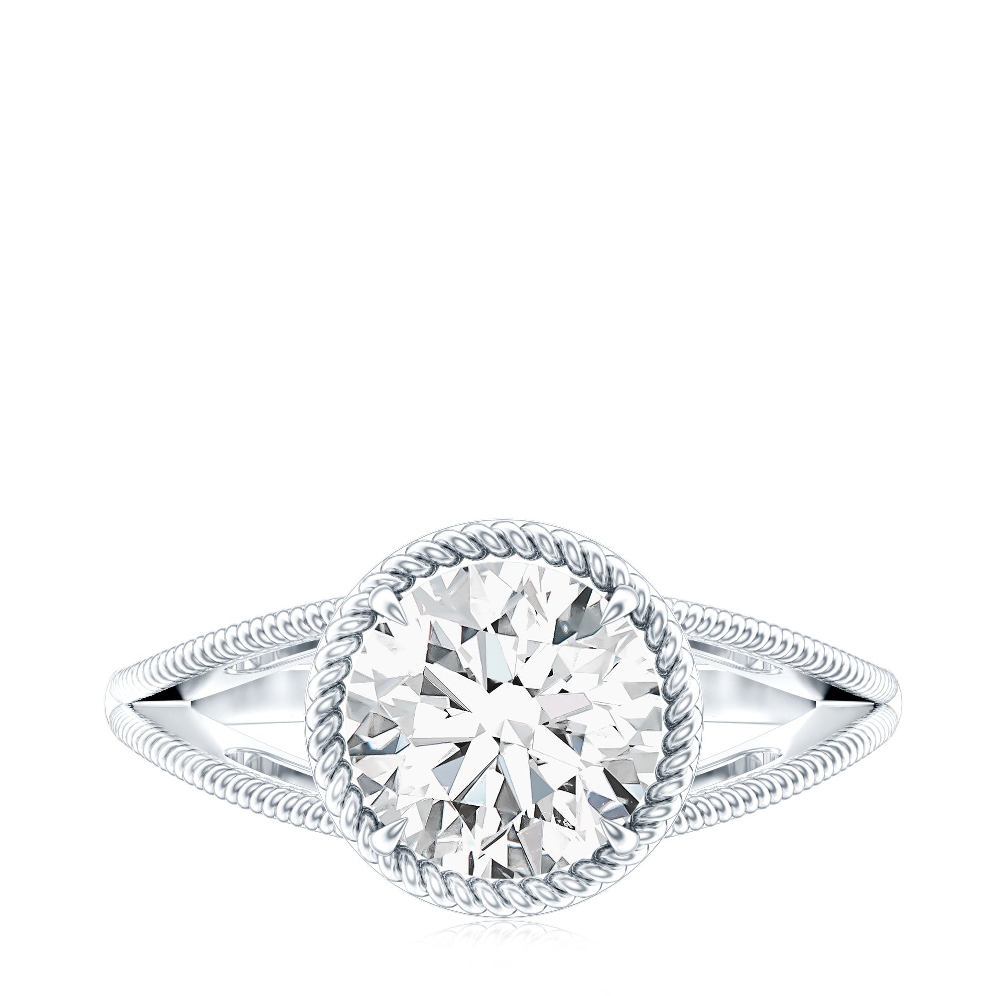 Man Made Diamond Engagement Ring With Split Shank Lab - ( EF-VS ) - Rosec Jewels