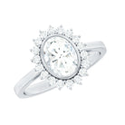 Rosec Jewels-Oval Cut Lab Grown Diamond Halo Engagement Ring in Bezel Setting