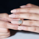 Rosec Jewels-Oval Cut Lab Grown Diamond Halo Engagement Ring in Bezel Setting