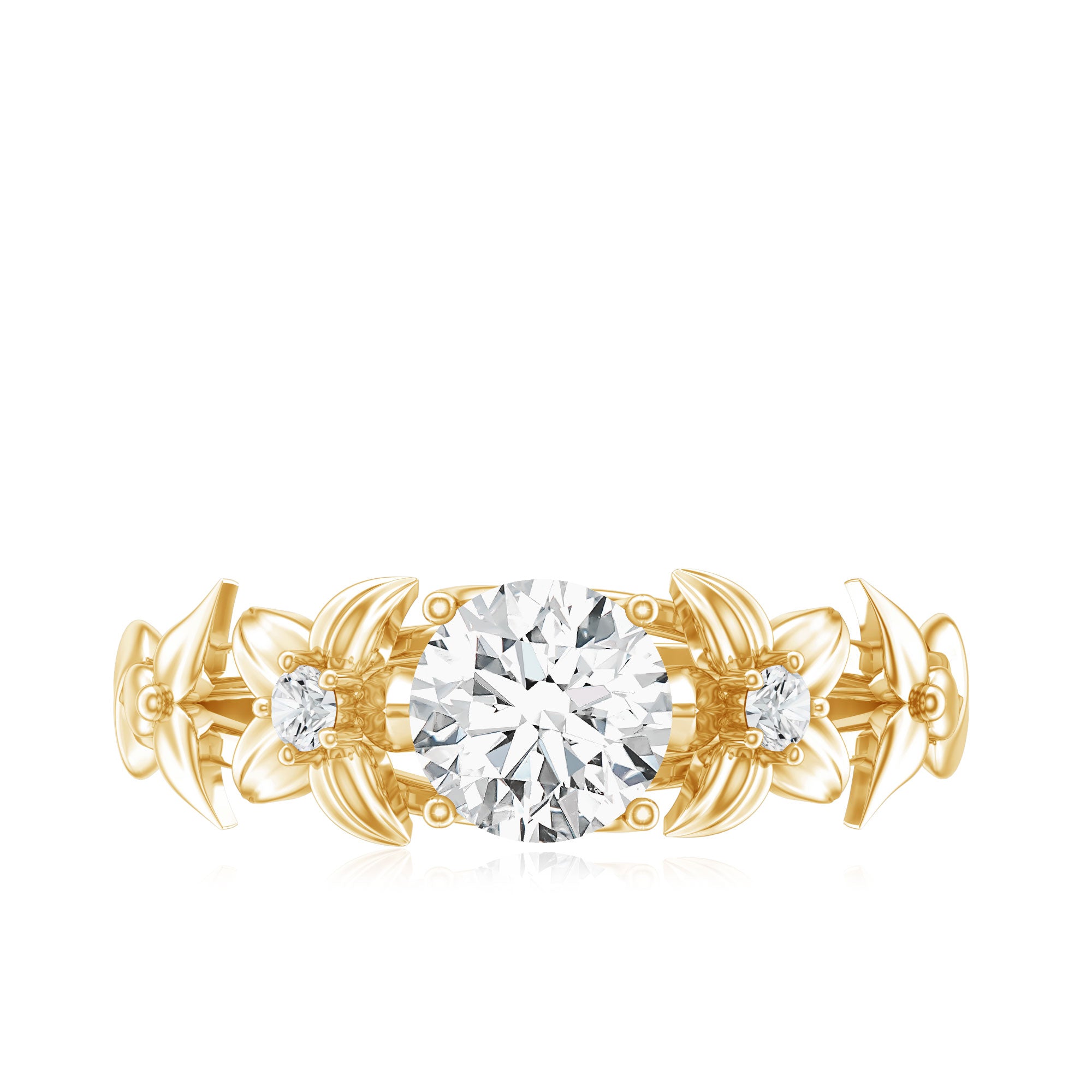 Certified 1 Ct Lab Grown Diamond Nature Engagement Ring Lab - ( EF-VS ) - Rosec Jewels