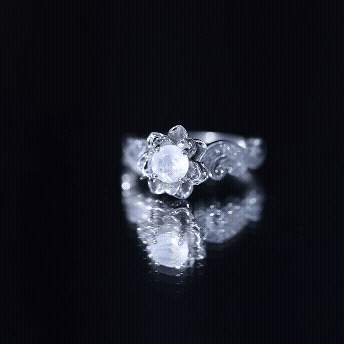 Rosec Jewels-Nature Inspired Moonstone and Diamond Engagement Ring in Silver