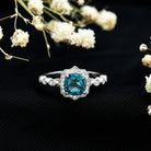 Genuine London Blue Topaz Antique Looking Engagement Ring in Silver AAA 92.5 Sterling Silver - Rosec Jewels