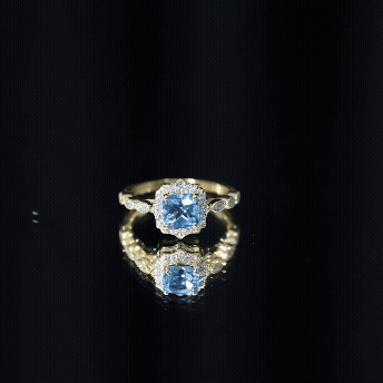 Rosec Jewels-Vintage Looking Swiss Blue Topaz Diamond Engagement Ring in Silver