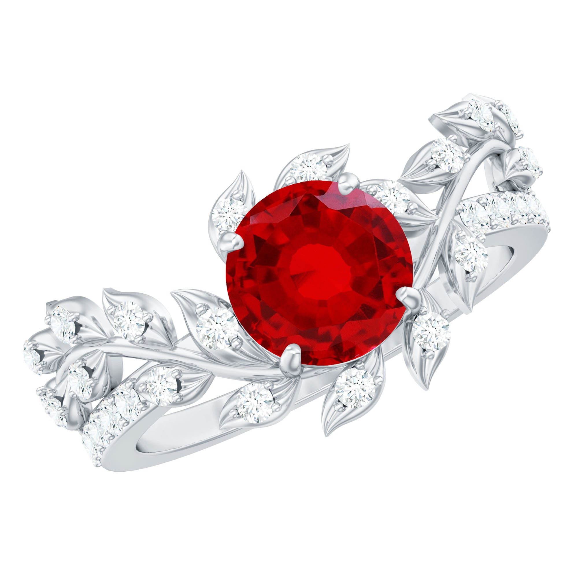 Rosec Jewels-Certified Lab Grown Ruby Diamond Vine Engagement Ring