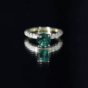 Rosec Jewels-Womens Lab Grown Emerald Engagement Ring with Diamonds