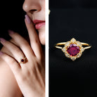 Rosec Jewels-Vintage Style Rhodolite Garnet and Diamond Engagement Ring