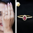 Rosec Jewels-Oval Rhodolite Garnet and Diamond Promise Ring for Her