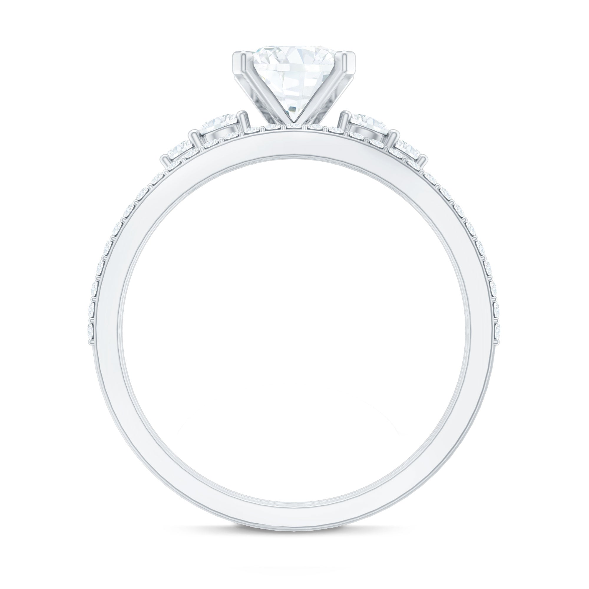 Rosec Jewels-Lab Grown Diamond 6 MM Cushion Engagement Ring with Wedding band