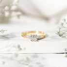 Lab Grown Diamond 6 MM Cushion Engagement Ring with Wedding band Lab - ( EF-VS ) - Rosec Jewels